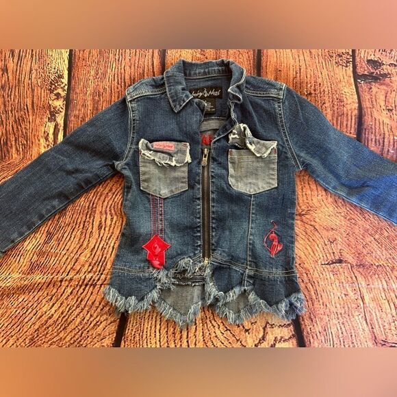 Baby‎ Phat Girls Blue Comfort Long Sleeve Front Zip Collared Jean Jacket Size 4 - Picture 7 of 7